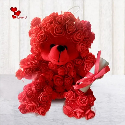 Lovely Rose Teddy with Personalized Message
