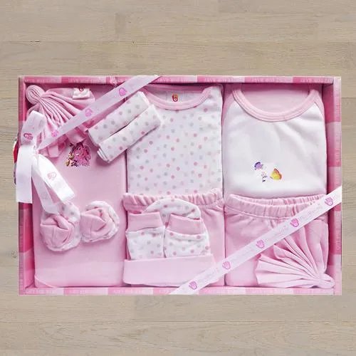 Wonderful Gift Set of Cotton Clothes for New Born Girl	