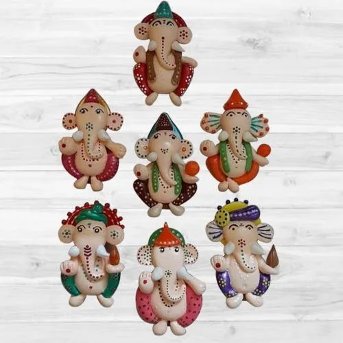 Impressive Ganesh Fridge Magnet Set of 7 pcs