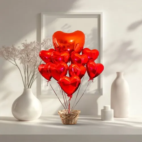 Sending Red Heart Balloons Bouquet