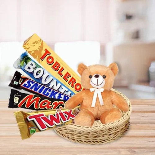 Yummy Chocolates with Teddy Basket
