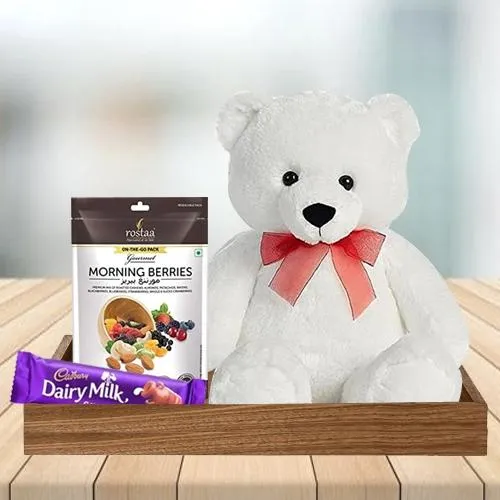 Exquisite Chocolate, Berries N Teddy Combo for Birthday