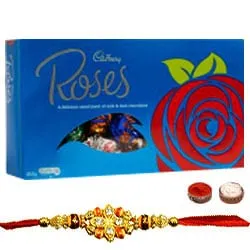 Stunning Rakhi with Cadbury Roses Chocolate