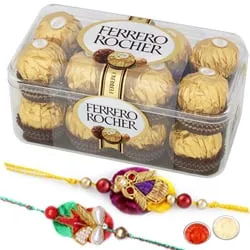 Beautiful Swastik Rakhi With Ferrero Rochers