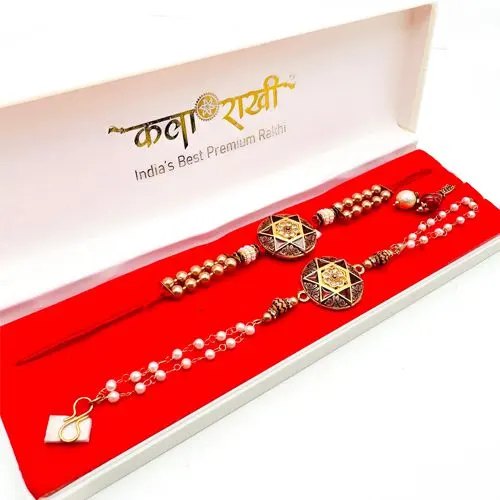 Marvel Meenakari Pearl Bhai Bhabhi Rakhi Pair in Box