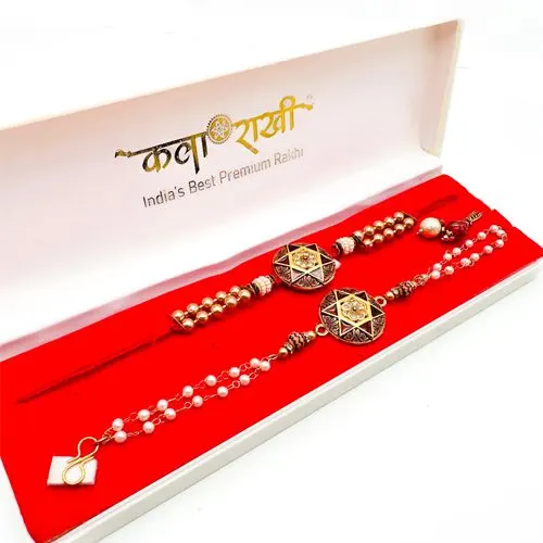 Elite Pearl n Meenakari Craft Couple Rakhi in Box