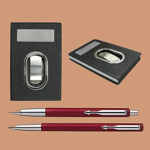 Deliver Visiting Card Holder with Parker Vector Gift Set