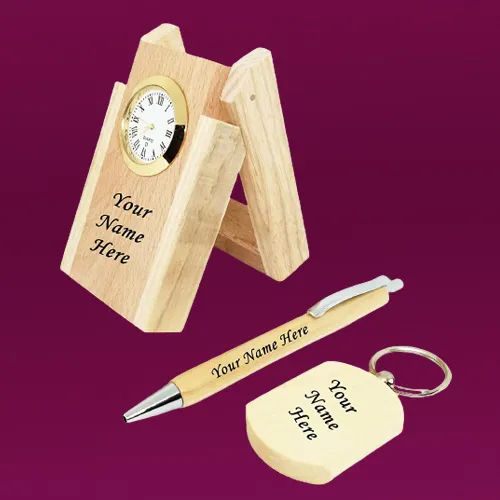 Marvelous Personalized Wooden Pen n Keychain Combo