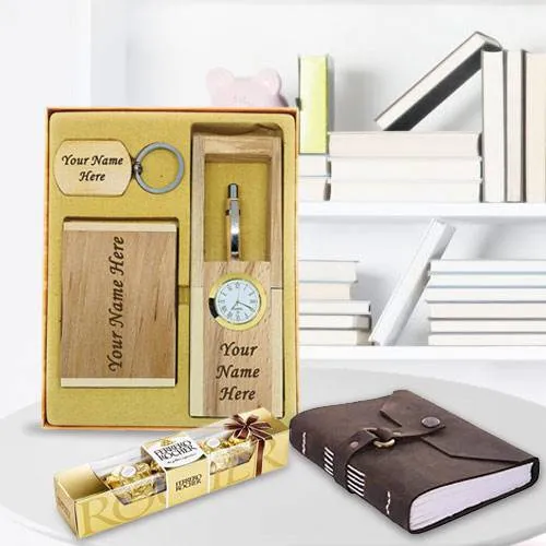 Fabulous Personalized Wooden Office Stationery Set