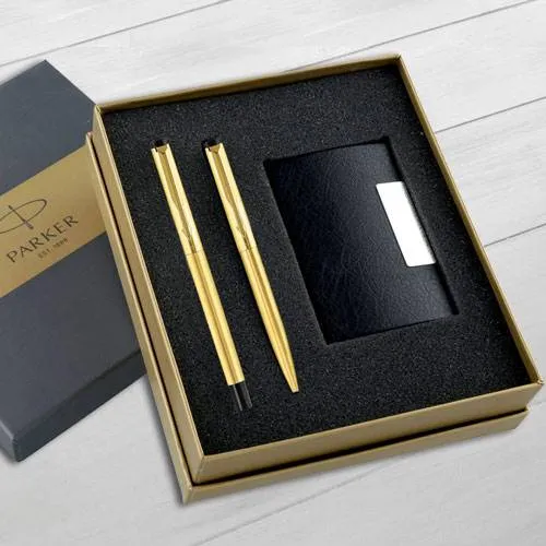 Attractive Parker Roller n Ball Pen with Card Holder