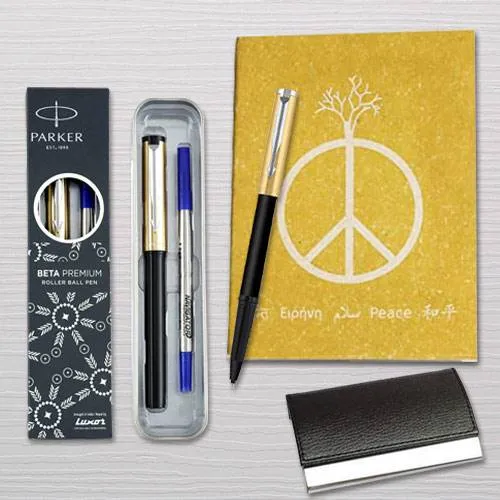 Marvelous Parker Pen with Diary Planner and Visiting Card Holder