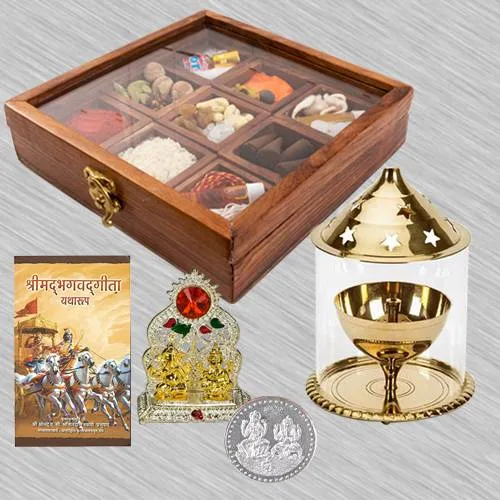 Wonderful Housewarming Puja Gift in Wooden Box