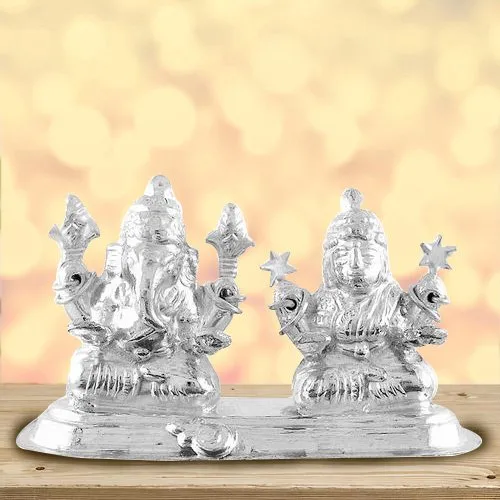 Buy Silver Plated Laxmi Ganesh Idol