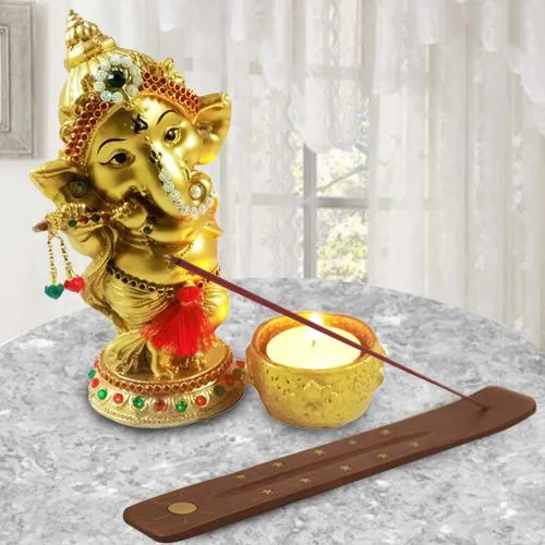 Auspicious Ganesha Idol with Agarbatti Stand