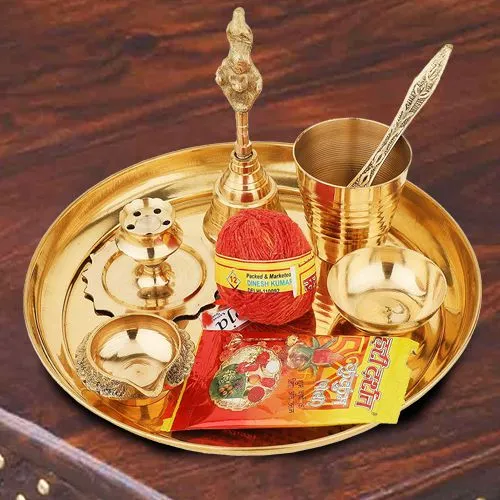 Auspicious Puja Samagri in a Thali