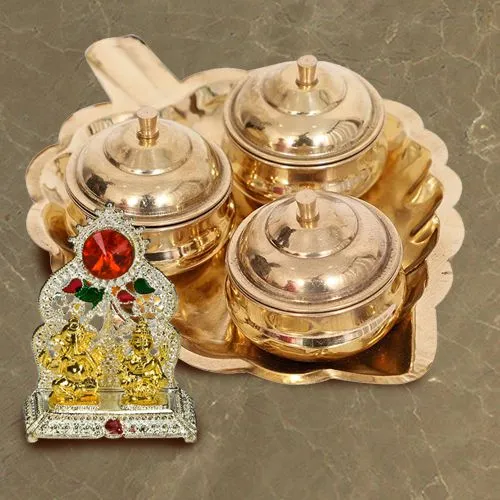 Wonderful Paan Shaped Thali with Dibbis N Ganesh Laxmi Mandap