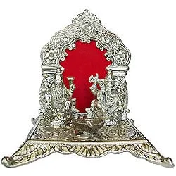 Exclusive Silver Plated Laxmi Ganesh in Mandap and Diya