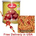 1 Kg. Gulab Jamun with 200 Gms. Namkeen with 2 Free Rakhii. Free Delivery anywhere in USA. Delivery Time:- 4-5 Days except holidays.<br>You may add Rakhi from <a href='Page_details.asp?product_id=R0304&page_name=rakhi_usa'><b><font color=0000ff> Addon</font></b></a> page.