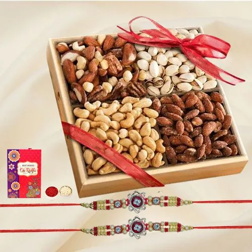 Lovely Rakhi Set with Salted Dry Fruits Roli Tika n Card