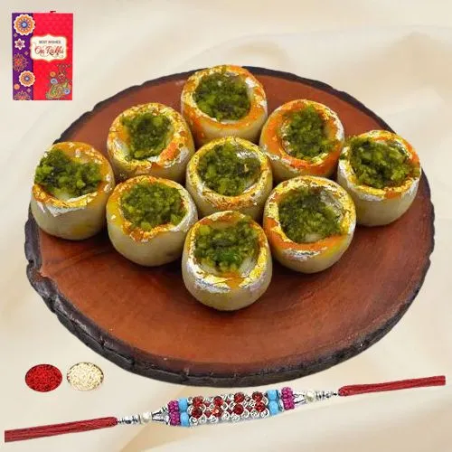 Trendy Rakhi with 250g Haldiram Kaju Pista Meetha