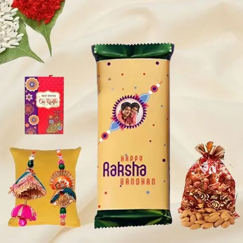 Adore Duo Rakhi n Personalized Chocolates