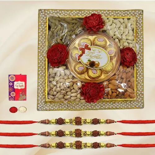 Divine Rudrakhsha Rakhi with Dry Fruits