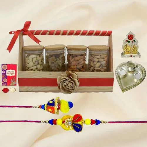 Toothsome Dry Fruits for Couple Rakhi