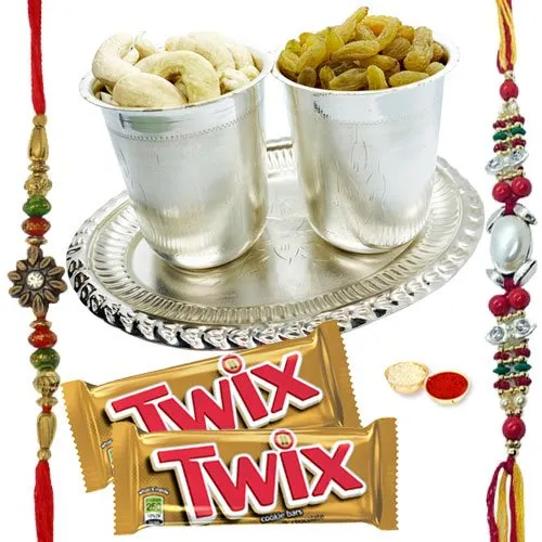 Unique 7-8 Inch Pooja Thali with Parker Pen and 2 Chocos from Twix