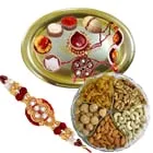 Dry Fruits with & Golden Plated Rakhi Thali 