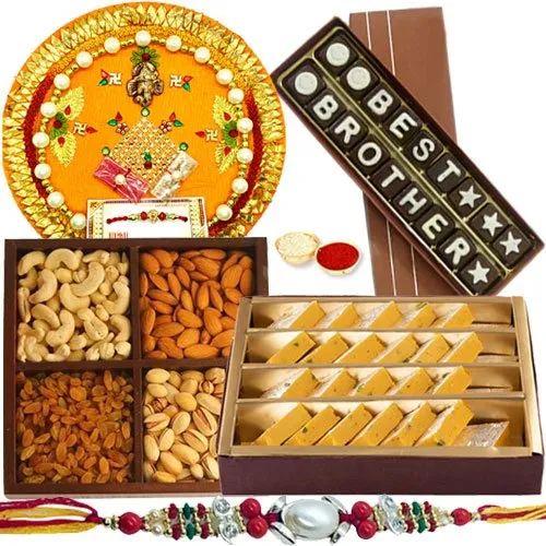 Astonishing Gift of Badam Barfi from <font color=#FF0000>Haldiram</font>s, Mixed Dry Fruits, Homemade Chocolate and Shree Thali