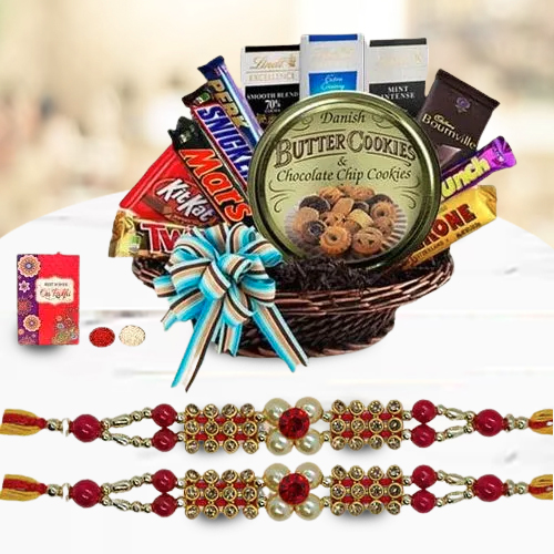 Imported Chocolate Hamper with Designer Rakhi Set