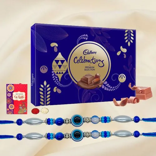 Cadburys Premium Selection Chocolates with Twin Evils Eye Rakhi