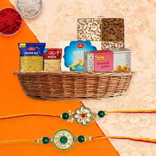 Cool Pair of Rakhi with Kaju Katli Snacks n Dry Fruits