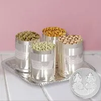 Dry Fruits in Silver Glass and Tray 