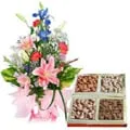 Mixed Flower Bouquet with Dry Fruits 