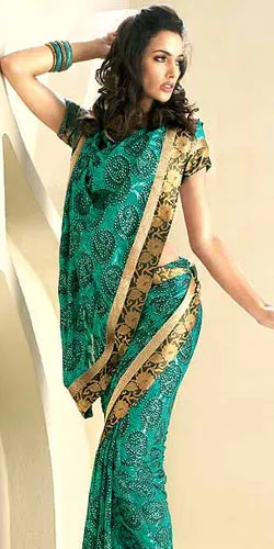 Amazing Green Jaquard Sari
