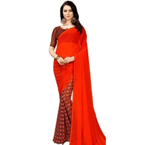 Dazzling Art Chiffon Designer Saree in Red