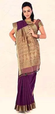 Vibrant Maroon Color Kalamkari Silk Sari with golden jari border and pallu