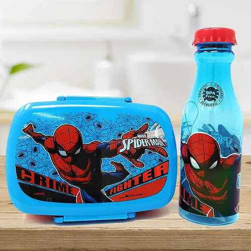 Alluring Spiderman Canteen Set of Water Bottle n Tiffin