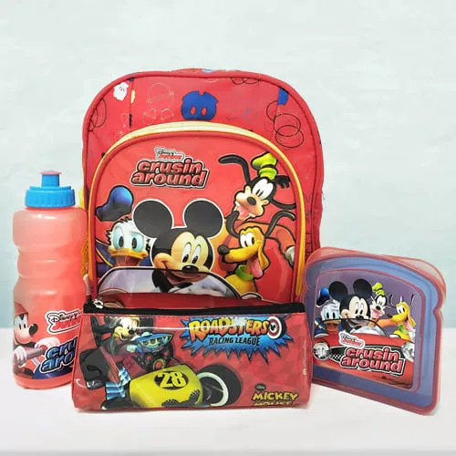 Exclusive Mickey Mouse Backpack, Lunch Box N Sipper Bottle Combo