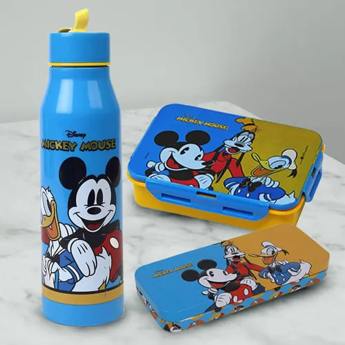 Lovely Mickey Mouse Sipper Bottle Tiffin n Pencil Box