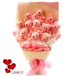 Beautifully Arranged Pink Teddy Bouquet for Teddy Day
