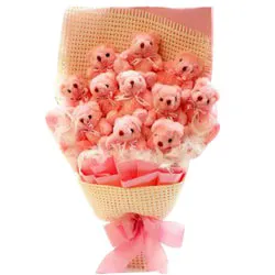 Deliver Remarkable Bouquet of Teddy
