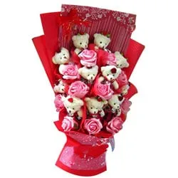 Send Bouquet of Teddy N Roses