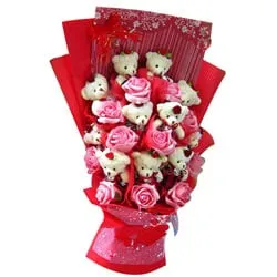 Send Bouquet of Teddy N Roses 