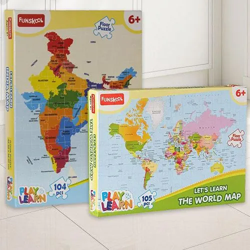 Remarkable Funskool India Map World Map Puzzle Set