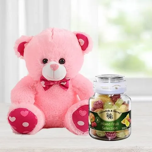 Cute Teddy with 2pcs Ball Point Pen n Cavendish  N  Harvey Mixed Fruit Selection