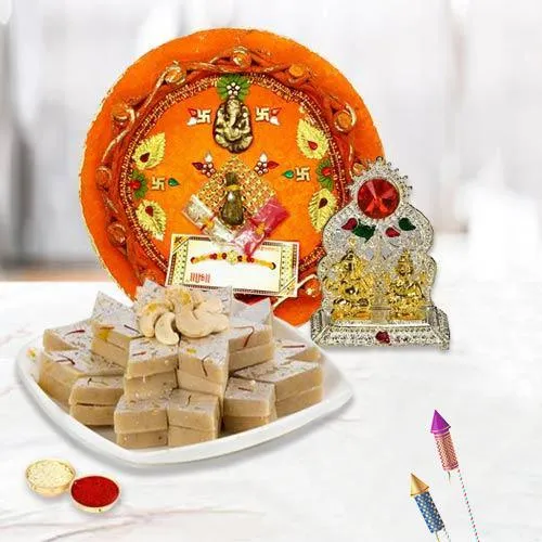 Wonderful Pooja Thali with Mandap N Kaju Katli