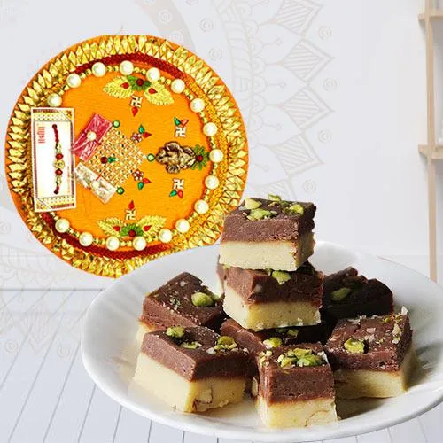 Exquisite Pooja Thali with Chocolate Barfi