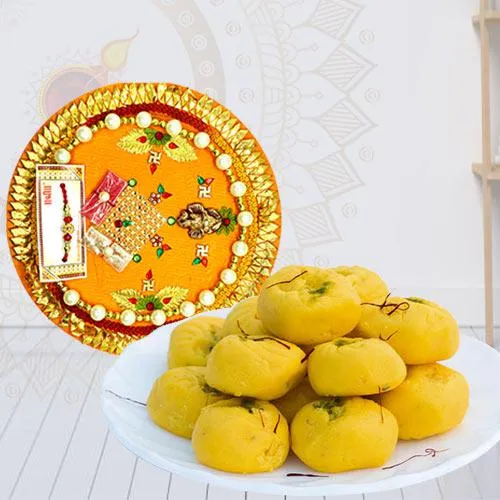 Ethnic Pooja Thali with Kesaria Peda